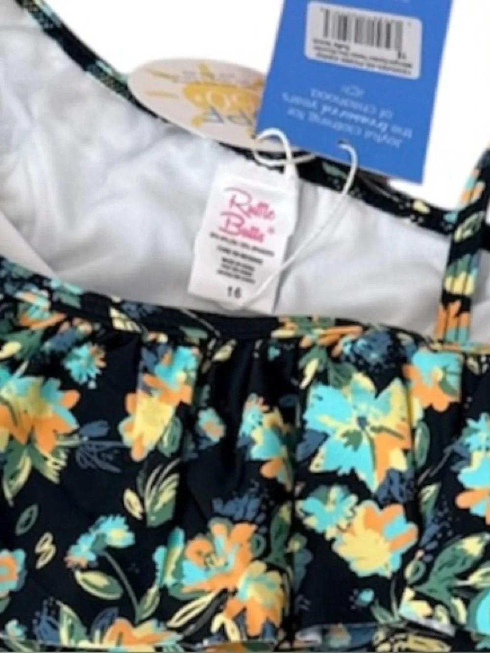 Ruffle Butts hirls NWT Tankini Set - Black & Yellow Floral size 16
